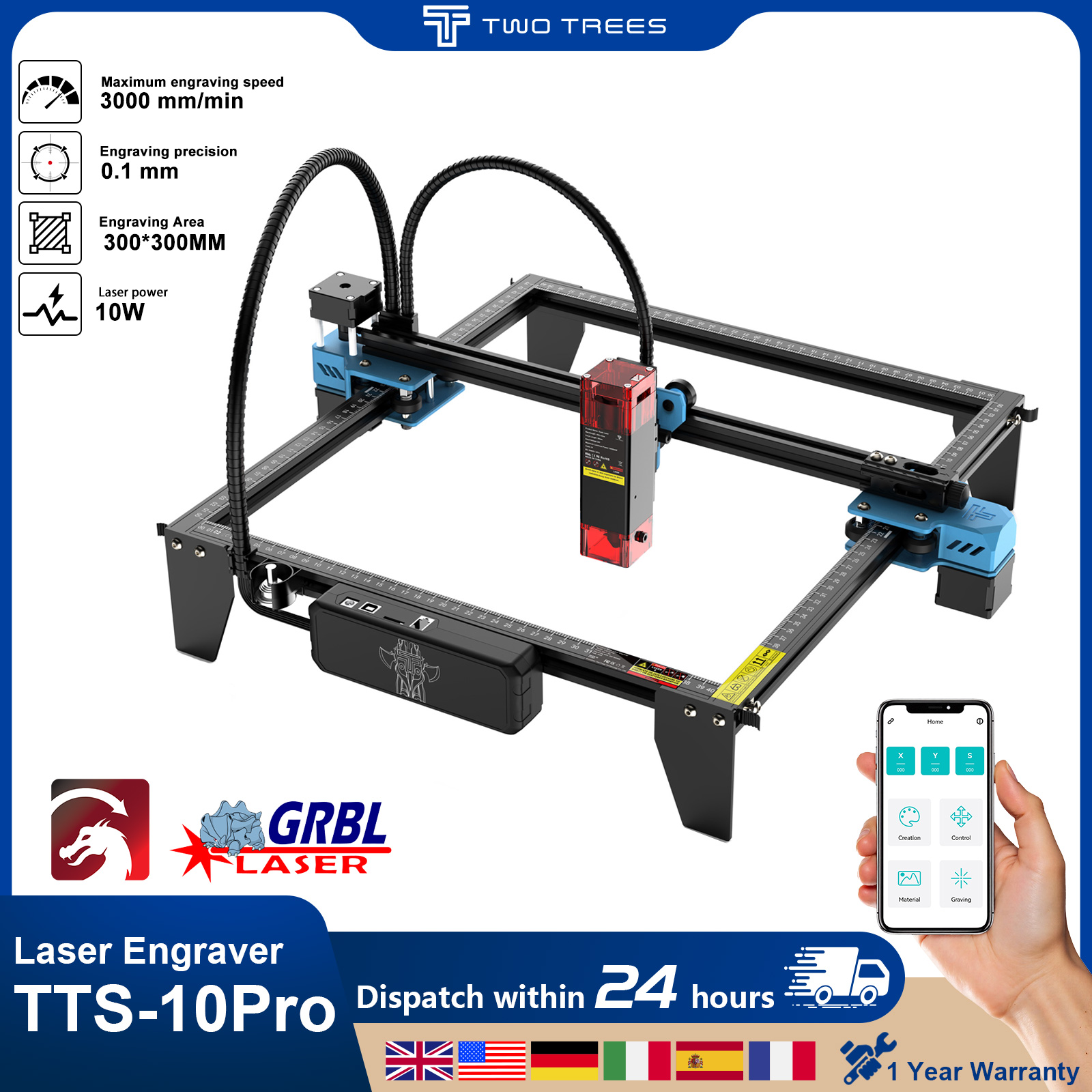 Industrial Laser Printing Machine - ماكينة النقش بالليزر Twotrees TTS-10Pro مع