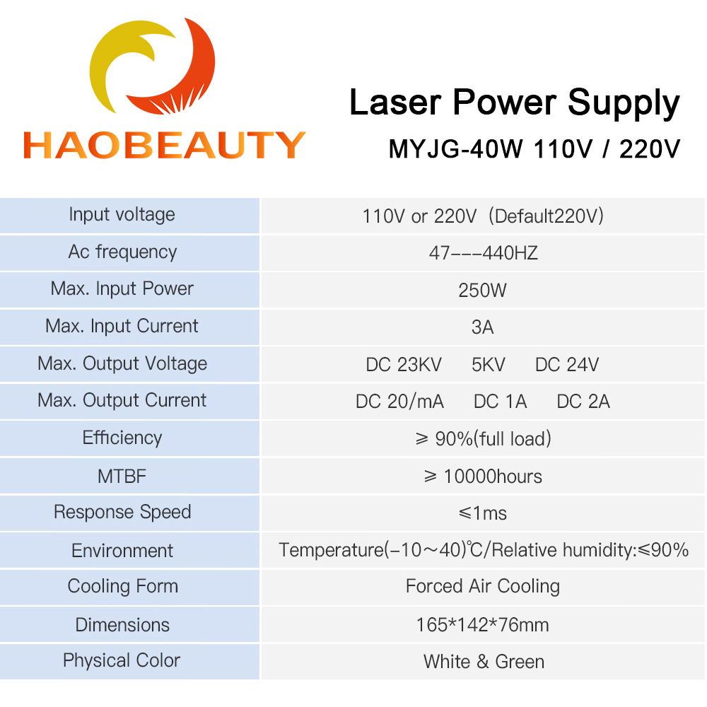 HAOBEAUTY MYJG-40 CO2 مصدر طاق - مراجعة Industrial Laser Cutting وسعره